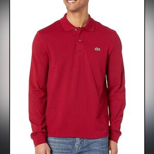 Lacoste Polo Shirt Men’s Red Long Sleeve Heathered Classic Fit Preppy Sz 6, US L